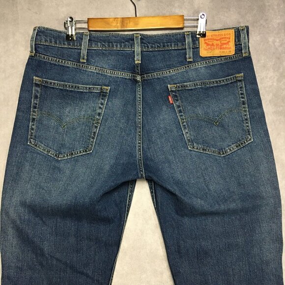 Levis 514 Straight Fit Mens Blue Jeans size 38x30 Stretch Denim Pants - Picture 1 of 14
